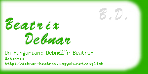 beatrix debnar business card